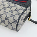 GUCCI GG Supreme Sherry Line Shoulder Bag PVC Navy Gold 98 02 087 Auth 145482-15
