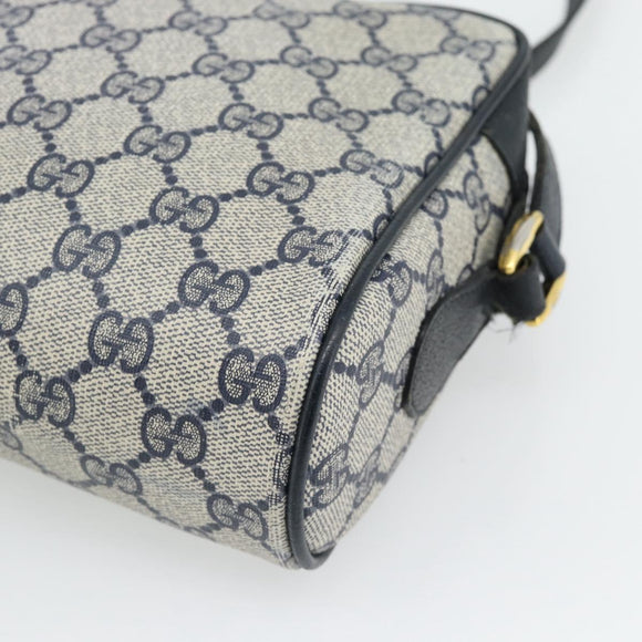 GUCCI GG Supreme Sherry Line Shoulder Bag PVC Navy Gold 98 02 087 Auth 145482
