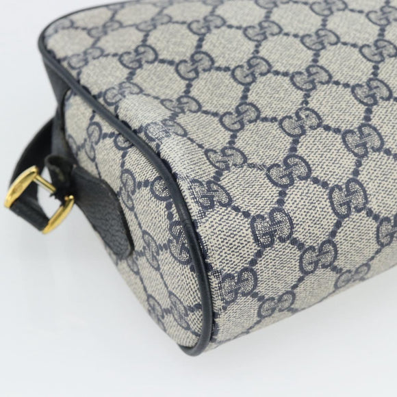 GUCCI GG Supreme Sherry Line Shoulder Bag PVC Navy Gold 98 02 087 Auth 145482