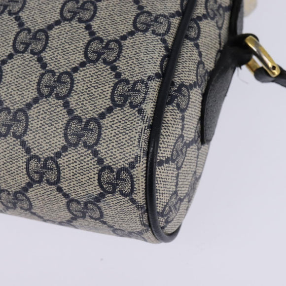 GUCCI GG Supreme Sherry Line Shoulder Bag PVC Navy Gold 98 02 087 Auth 145482