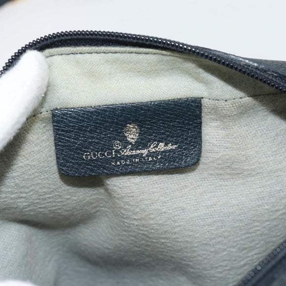 GUCCI GG Supreme Sherry Line Shoulder Bag PVC Navy Gold 98 02 087 Auth 145482