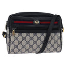GUCCI GG Supreme Sherry Line Shoulder Bag PVC Navy Gold 98 02 087 Auth 145482-1