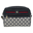 GUCCI GG Supreme Sherry Line Shoulder Bag PVC Navy Gold 98 02 087 Auth 145482-13