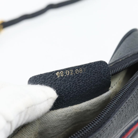 GUCCI GG Supreme Sherry Line Shoulder Bag PVC Navy Gold 98 02 087 Auth 145482