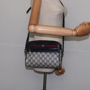 GUCCI GG Supreme Sherry Line Shoulder Bag PVC Navy Gold 98 02 087 Auth 145482-22