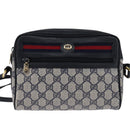 GUCCI GG Supreme Sherry Line Shoulder Bag PVC Navy Gold 98 02 087 Auth 145482-13