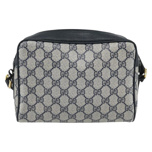 GUCCI GG Supreme Sherry Line Shoulder Bag PVC Navy Gold 98 02 087 Auth 145482