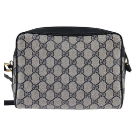 GUCCI GG Supreme Sherry Line Shoulder Bag PVC Navy Gold 98 02 087 Auth 145482 - 0