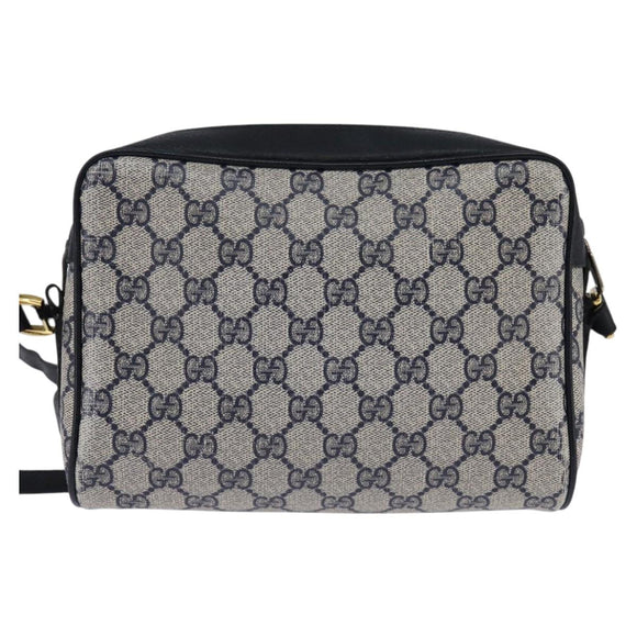 GUCCI GG Supreme Sherry Line Shoulder Bag PVC Navy Gold 98 02 087 Auth 145482