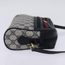 GUCCI GG Supreme Sherry Line Shoulder Bag PVC Navy Gold 98 02 087 Auth 145482-4