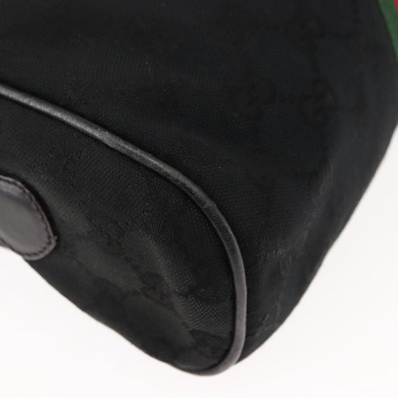 GUCCI GG Canvas Web Sherry Line Shoulder Bag Black Gold Red Auth 145483