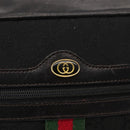 GUCCI GG Canvas Web Sherry Line Shoulder Bag Black Gold Red Auth 145483-14