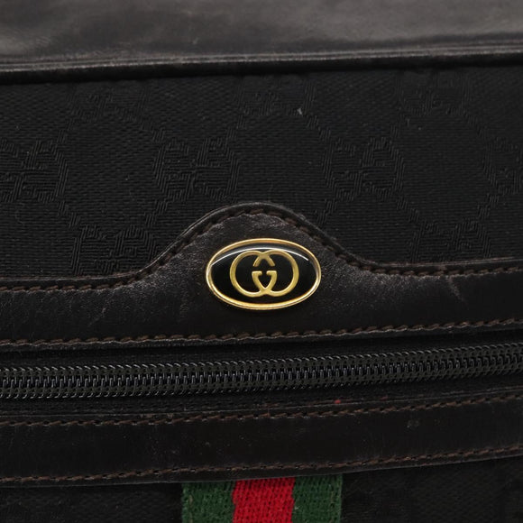 GUCCI GG Canvas Web Sherry Line Shoulder Bag Black Gold Red Auth 145483