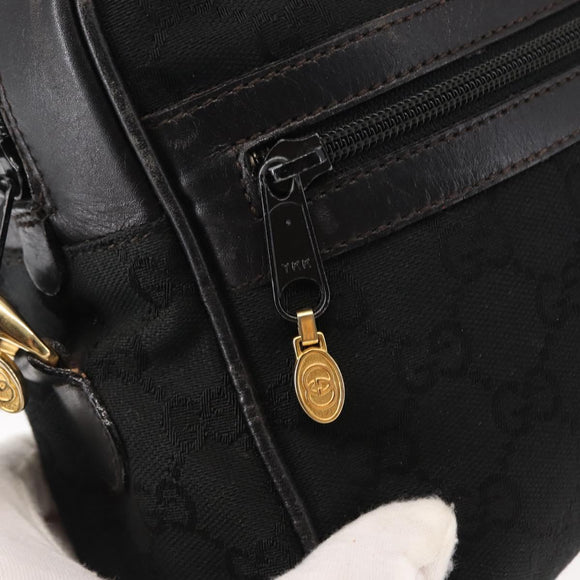 GUCCI GG Canvas Web Sherry Line Shoulder Bag Black Gold Red Auth 145483