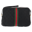 GUCCI GG Canvas Web Sherry Line Shoulder Bag Black Gold Red Auth 145483-3