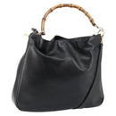 GUCCI Bamboo Hand Bag Leather 2way Black Gold 001 2058 1577 0 Auth 145485-1