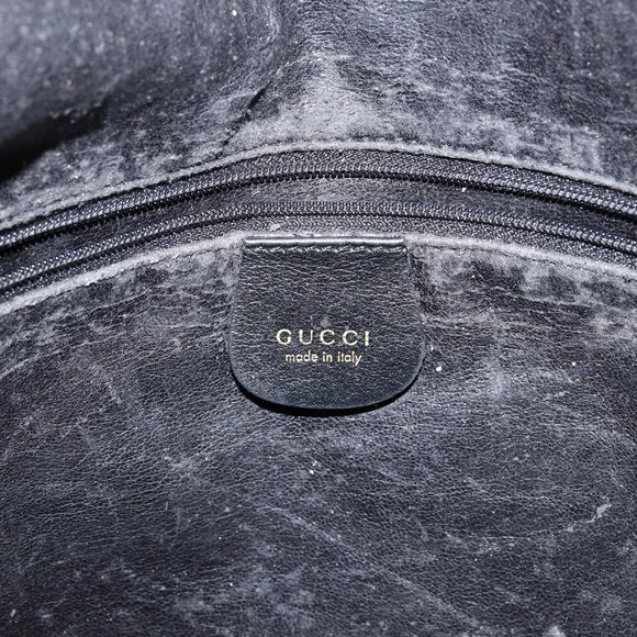 GUCCI Bamboo Hand Bag Leather 2way Black Gold 001 2058 1577 0 Auth 145485