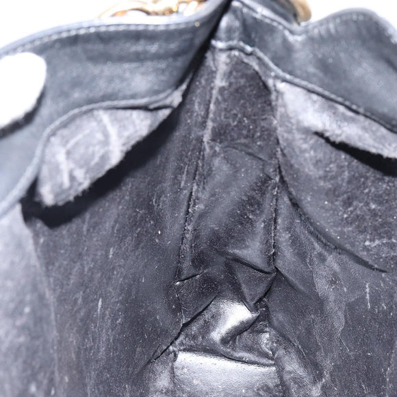 GUCCI Bamboo Hand Bag Leather 2way Black Gold 001 2058 1577 0 Auth 145485