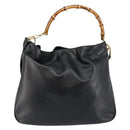 GUCCI Bamboo Hand Bag Leather 2way Black Gold 001 2058 1577 0 Auth 145485-13