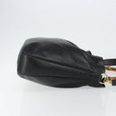 GUCCI Bamboo Hand Bag Leather 2way Black Gold 001 2058 1577 0 Auth 145485-3