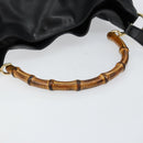 GUCCI Bamboo Hand Bag Leather 2way Black Gold 001 2058 1577 0 Auth 145485-7