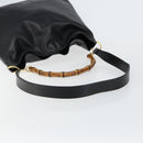 GUCCI Bamboo Hand Bag Leather 2way Black Gold 001 2058 1577 0 Auth 145485-8