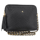BALLY Chain Shoulder Bag Leather Black Auth 145489-1