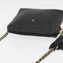 BALLY Chain Shoulder Bag Leather Black Auth 145489-6