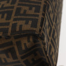 FENDI Zucca Canvas Mamma Baguette Tote Bag Black Silver Brown Auth 145493-9