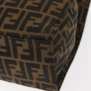 FENDI Zucca Canvas Mamma Baguette Tote Bag Black Silver Brown Auth 145493-14