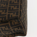 FENDI Zucca Canvas Mamma Baguette Tote Bag Black Silver Brown Auth 145493-15