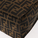 FENDI Zucca Canvas Mamma Baguette Tote Bag Black Silver Brown Auth 145493-16