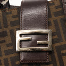 FENDI Zucca Canvas Mamma Baguette Tote Bag Black Silver Brown Auth 145493-18