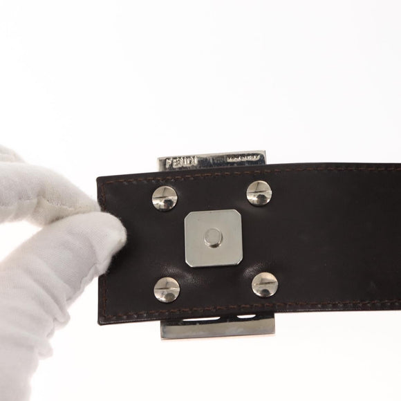 FENDI Zucca Canvas Mamma Baguette Tote Bag Black Silver Brown Auth 145493