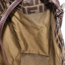 FENDI Zucca Canvas Mamma Baguette Tote Bag Black Silver Brown Auth 145493-20