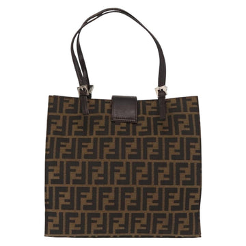 FENDI Zucca Canvas Mamma Baguette Tote Bag Black Silver Brown Auth 145493 - 0
