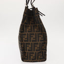 FENDI Zucca Canvas Mamma Baguette Tote Bag Black Silver Brown Auth 145493-3