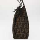 FENDI Zucca Canvas Mamma Baguette Tote Bag Black Silver Brown Auth 145493-4