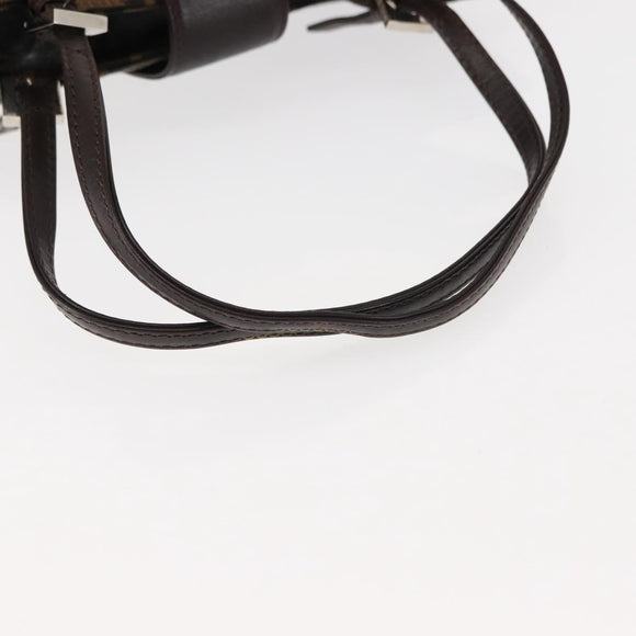 FENDI Zucca Canvas Mamma Baguette Tote Bag Black Silver Brown Auth 145493