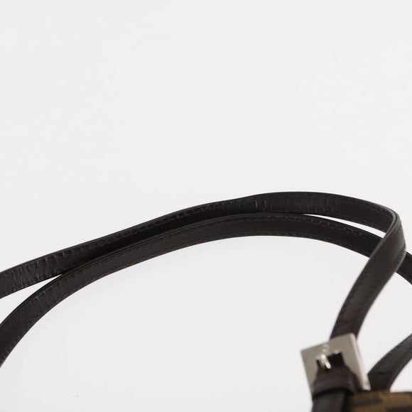 FENDI Zucca Canvas Mamma Baguette Tote Bag Black Silver Brown Auth 145493