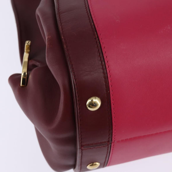 Salvatore Ferragamo Gancini Sofia Hand Bag Leather 2way Pink Gold Auth 145497