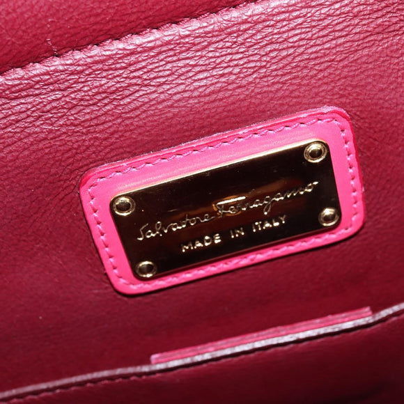 Salvatore Ferragamo Gancini Sofia Hand Bag Leather 2way Pink Gold Auth 145497