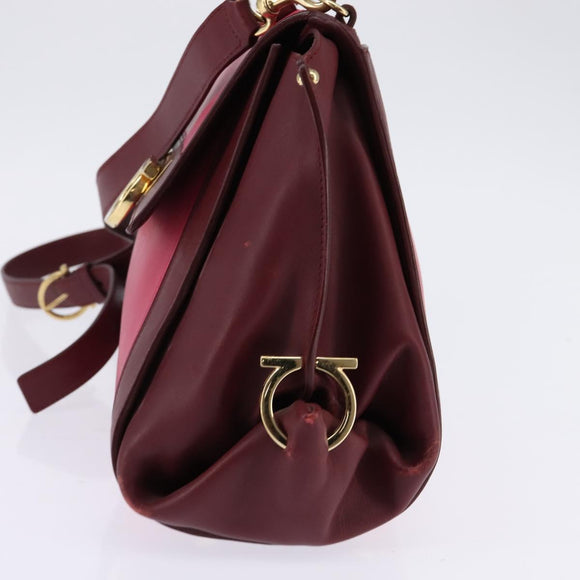 Salvatore Ferragamo Gancini Sofia Hand Bag Leather 2way Pink Gold Auth 145497