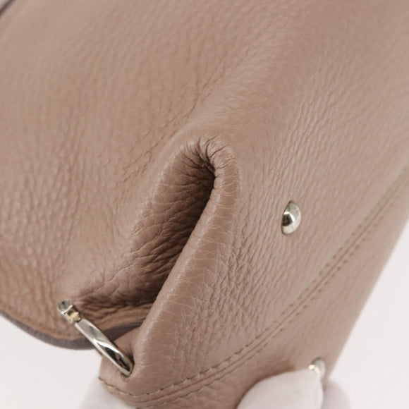 Salvatore Ferragamo Gancini Sophia Hand Bag Leather Beige Silver Auth 145498