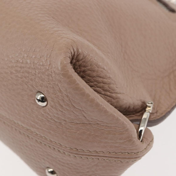 Salvatore Ferragamo Gancini Sophia Hand Bag Leather Beige Silver Auth 145498