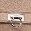 Salvatore Ferragamo Gancini Sophia Hand Bag Leather Beige Silver Auth 145498-17