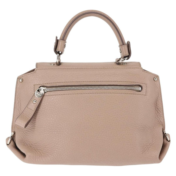 Salvatore Ferragamo Gancini Sophia Hand Bag Leather Beige Silver Auth 145498