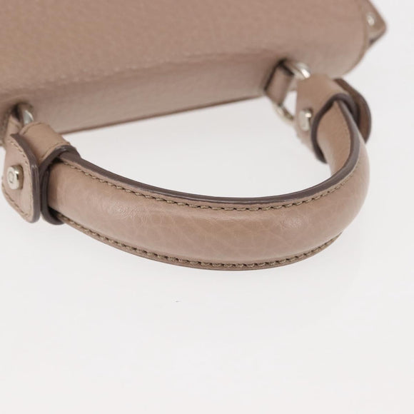 Salvatore Ferragamo Gancini Sophia Hand Bag Leather Beige Silver Auth 145498