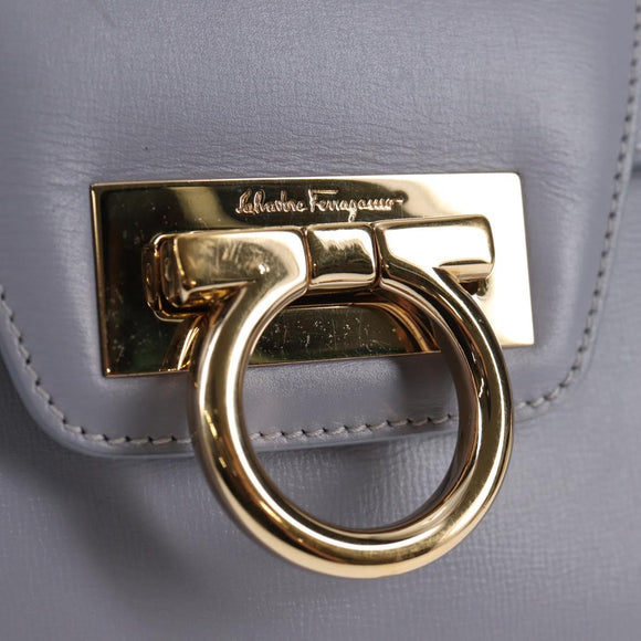 Salvatore Ferragamo Gancini Shoulder Bag Leather Purple Gold Auth 145499V