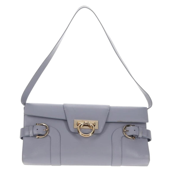 Salvatore Ferragamo Gancini Shoulder Bag Leather Purple Gold Auth 145499V